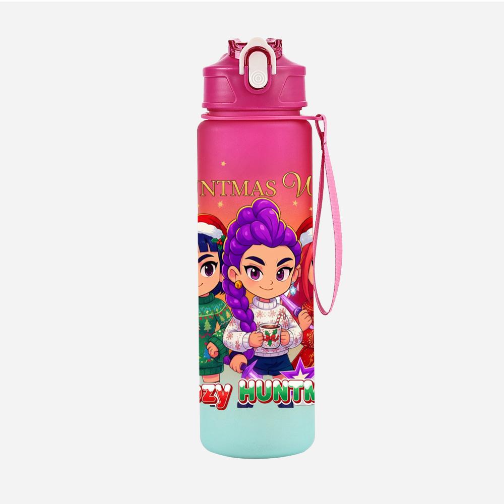 Cartoon Weihnachten K-Pop Dämonenjäger Bedruckte 750 ml Wasserflasche Große Kapazität Trinkbecher Tragbar Outdoor Sport Wasserbecher Kinder Kind Geschenk
