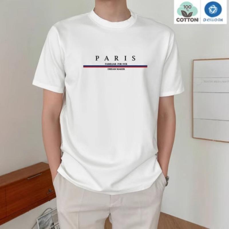 Pánské tričko s krátkým rukávem z potištěné bavlny, ležérní košile z čisté bavlny