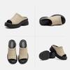 Johnature Genuine Leather Peep Toe Wedges Slippers Versatile Thick Soled Comfortable Women's Outdoor Slides