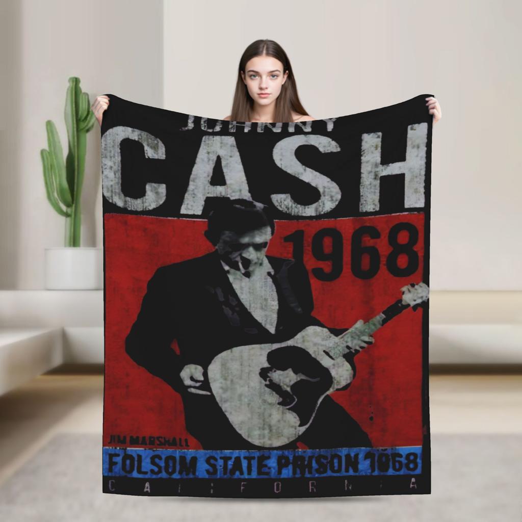 Johnny Cash at The Savoy London 1959 Plush Blanket Girls Boys Flannel Throw Blanket For Bedroom Super Warm Bedspread Gift