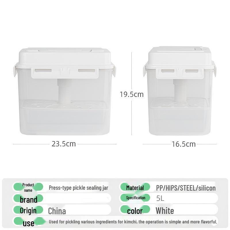 Transparent Korean Kimchi Pickling Crock with Inner Press-Seal Lid
