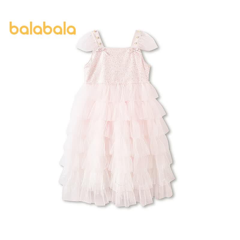Balabala Girls  Summer Princess Mesh Dress with Bow 130