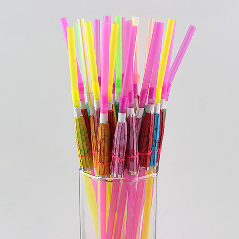20/50PCS Cocktail Umbrella Straw Random Mixed Color Creative Umbrella Decoration Beverage Straw Party Wedding Kitchen Supply ZYF