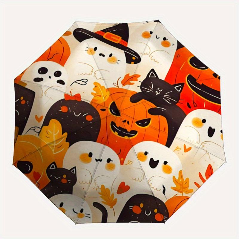 1pc Halloween Ghosts Auto Open/Close Umbrella with One Touch Button,, Windproof Design   Lightweight Portable Umbrella for Women & Men6149