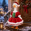 Weihnachts-Veranda-Gans-Outfit 23 Zoll Feiertagsstatue Kleid Kostüm mit festlichem Winterthema für die Außendekoration des Gartens