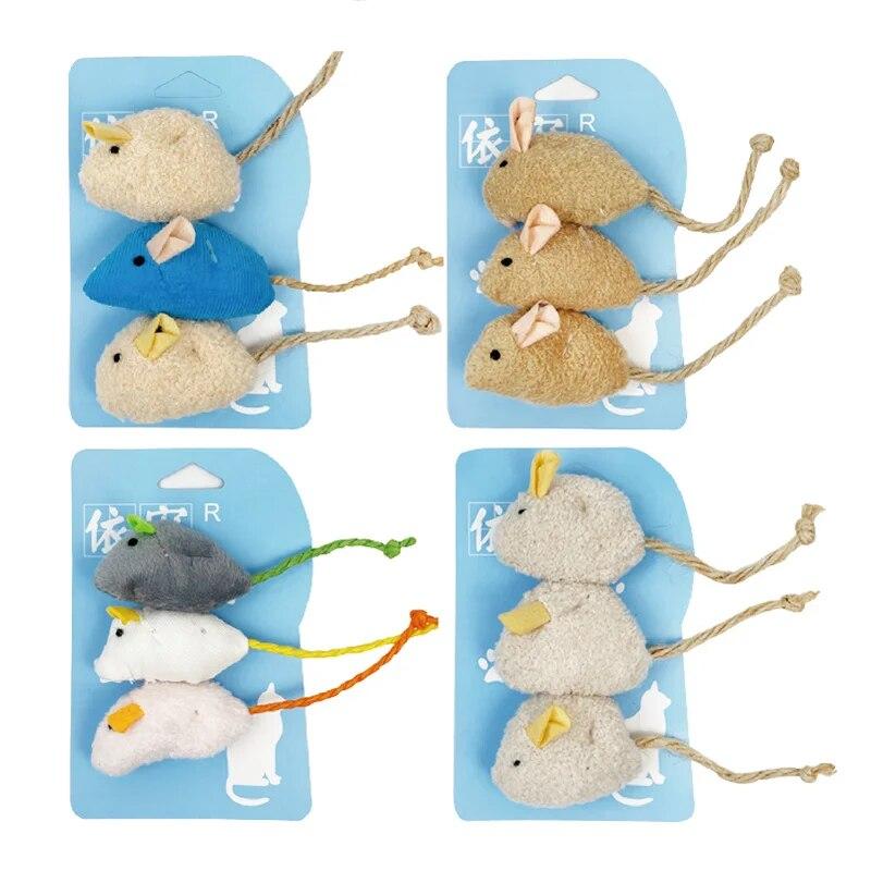 3pcs Pet Cat Toys Plush Simulation Mouse Toy Cat Scratch Bite Resistance Interactive Mouse Toy Playing Toy For Cat Kitten
