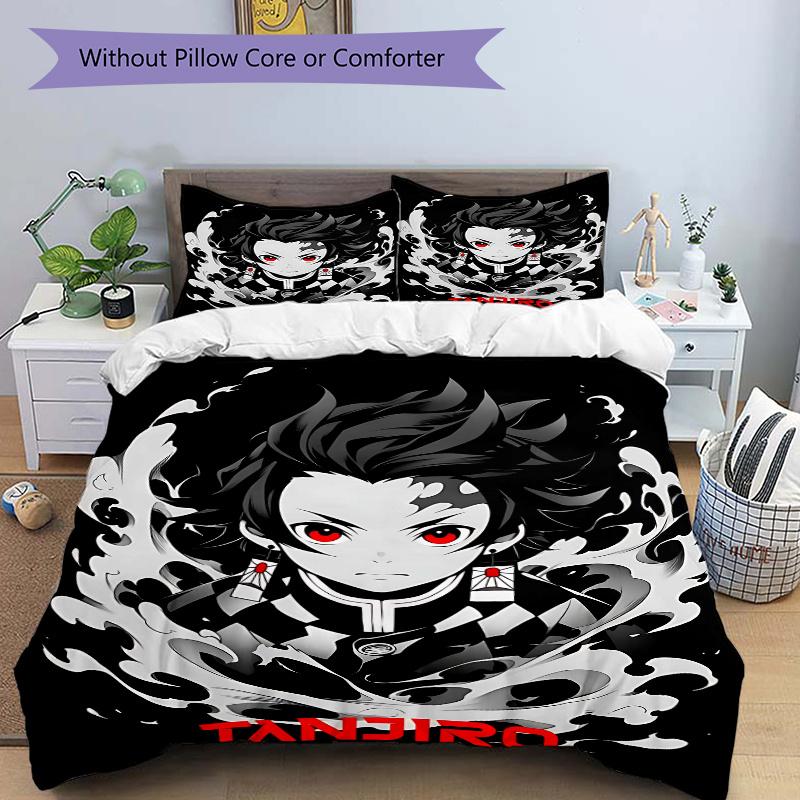 

3pcs Tanjiro s Dynamic Journey Printed Quilt Set - Soft and Comfortable Quilt Cover for Bedroom, Guest Room and Dormitory Decorative Bedding 135cm*200cm