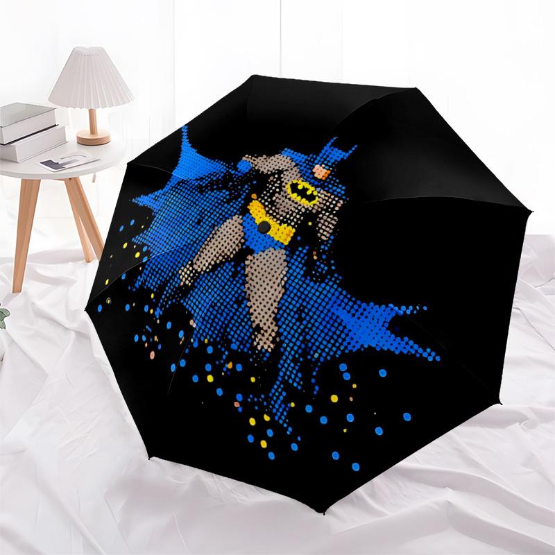 1pc Batman, Iconic Automatic Folding Umbrella - Compact 8-Rib Design, Durable Plastic & Iron, Daily Use Z1230044