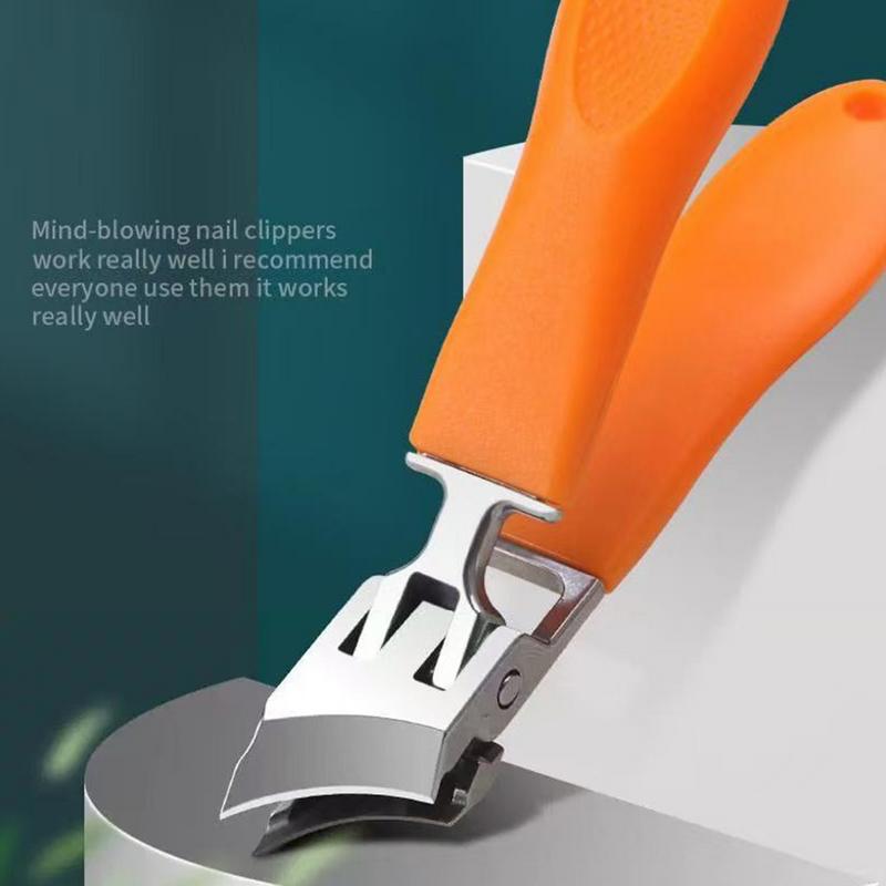 Angled Nail Clippers Curved Fingernail Cutter Wide Jaw Opening Anti Splash Nail Trimmer Multi-Functional Manicure Pedicure Tools