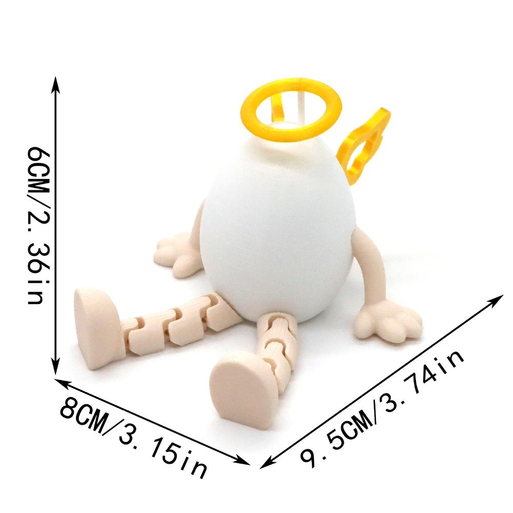 Flexible Joint Artistic Rabbit Egg Sculpture Modern 3D Printed Action Figure Ornaments, Minimalist Display Piece for Collectors