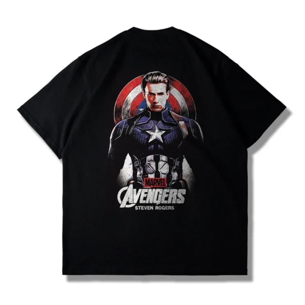 Captain America Shield Men's Autumn Break Short Sleeve T-shirt men's and women's loose plus size top clothing