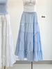 White Bow High-Waist A-Line Skirt - Slimming Mid-Length Drape