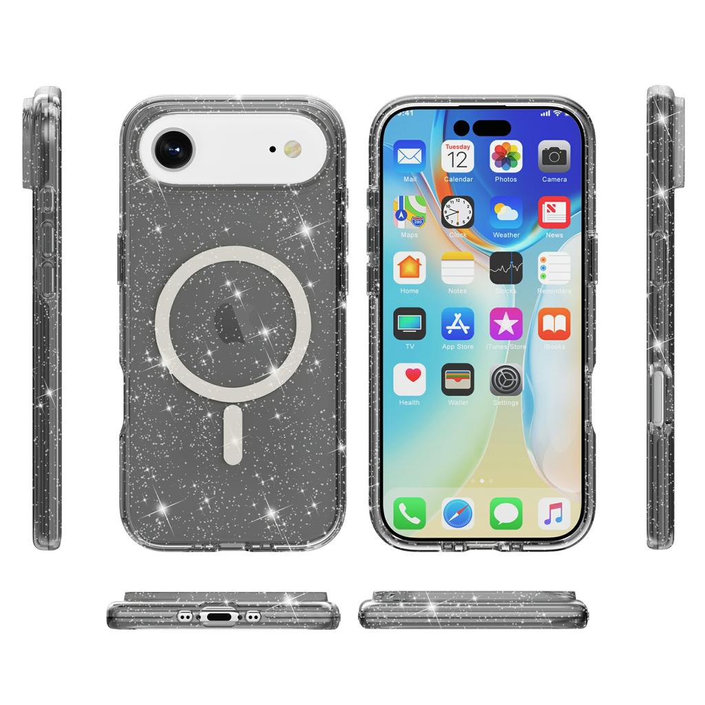 For iPhone 17 Air Case Compatible with MagSafe Glitter Powder PC+TPU Phone Cover