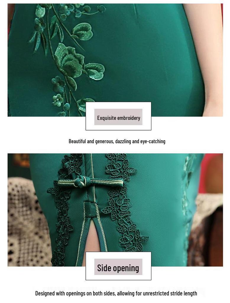2026 Nieuwe Stijl Geborduurde Zware Zijde Cheongsam - Oude Shanghai Slank Makend Ontwerp