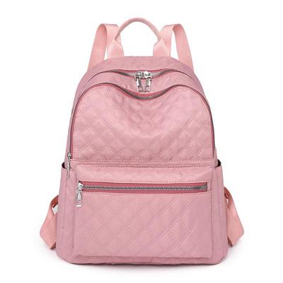Sac à dos pour femme, sac de voyage décontracté de grande capacité, sac à bandoulière simple de couleur unie, tissu en nylon de haute qualité