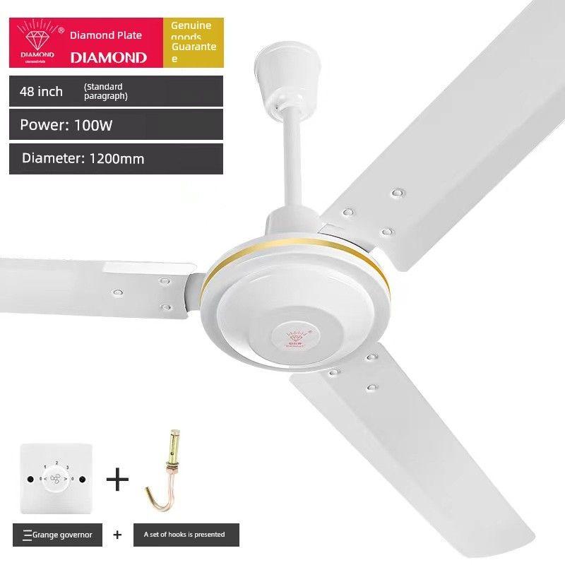Diamond Brand Ceiling Fan For Home Living Room Iron Leaf Dormitory Industrial Hanging Electric Fan Dining Room Sound Light Strong Wind 4856-Inch