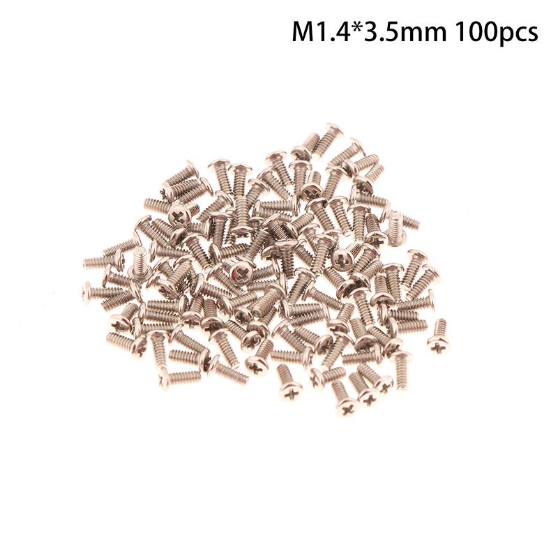 

100 шт./уп. Винты M1.4 2,5 мм 3,0 мм 3,5 мм с плоской/круглой головкой, крестовые винты для электронных изделий, очков, мобильных телефонов M1.4*3.5 серебряный