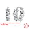 Effie Queen Echte 925 Silber 8A Eckiger Zirkonia Creolen Luxus Schmuck für Damen Hochzeitsfeier Ohr Accessoire Geschenk LZE15
