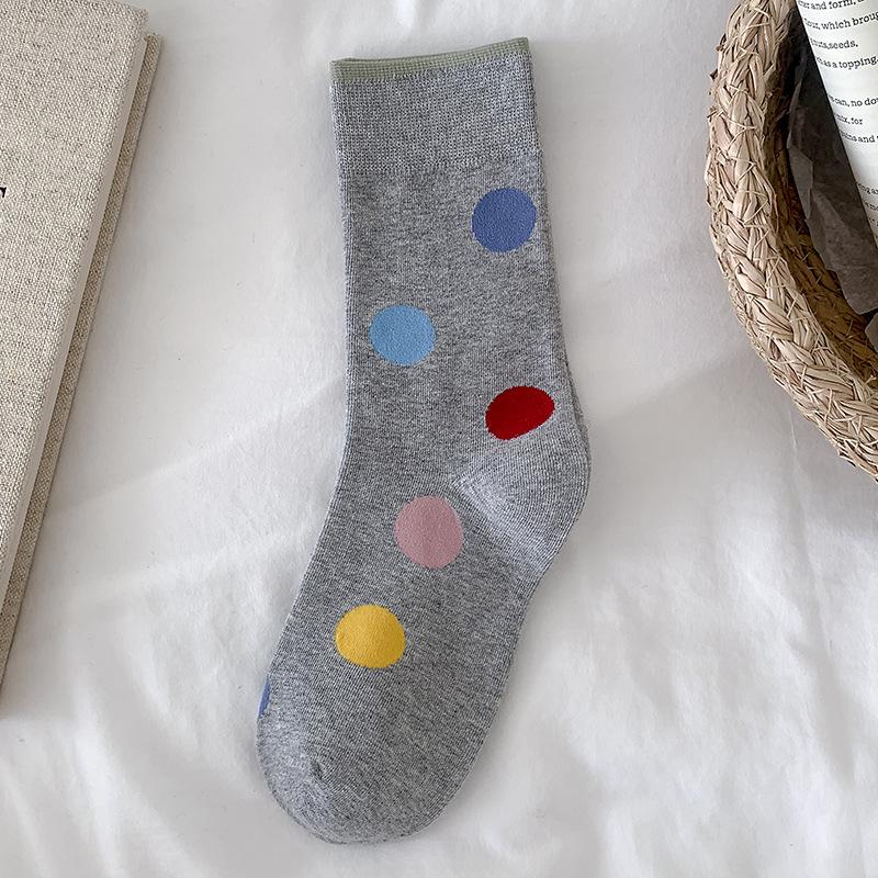 Socks Pure Cotton Polka Dot Stacking Socks Season Tide Cotton Boneless Sweat-Absorbing Deodorant Polka Dot Medium Tube Socks Women