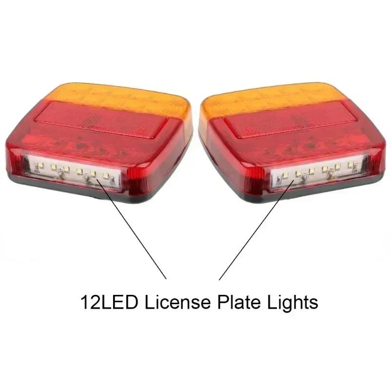 2Pcs Trailer Rear Tail Light 26LED 12V Turn Light Stop Light Reflector License Plate Light Trailer Truck
