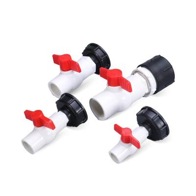 1/2" 3/4" Konektor pro vodní nádrž z ABS plastu s PVC kulovým ventilem Konektor výstupu pro akváriovou nádrž Konektor pro sudový výtokový odtokový potrubní tvarovka
