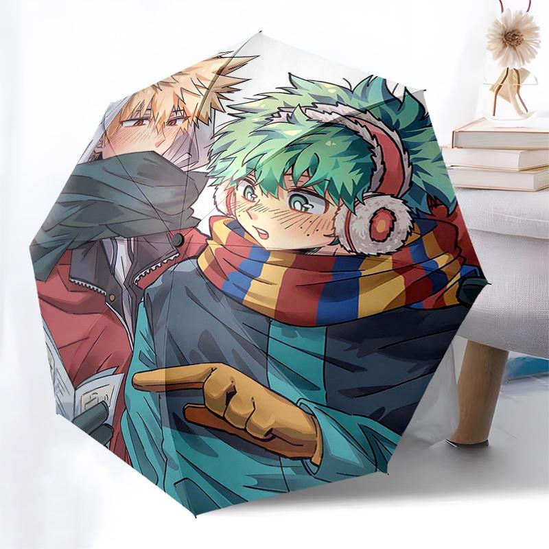 1pc My Hero Academia Boku no Hero Academia Izuku Midoriya Katsuki Bakugo Outdoor Umbrella Automatic Opening Folding Design 8 Bone Iron Frame Festival