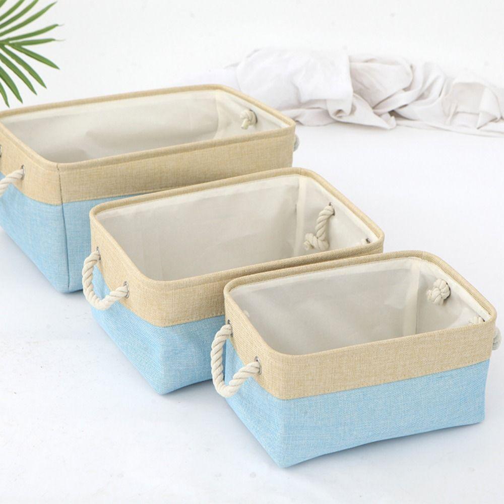 Flax Laundry Hamper Foldable Sundries Sorting Basket Desktop Bucket  for Sorting