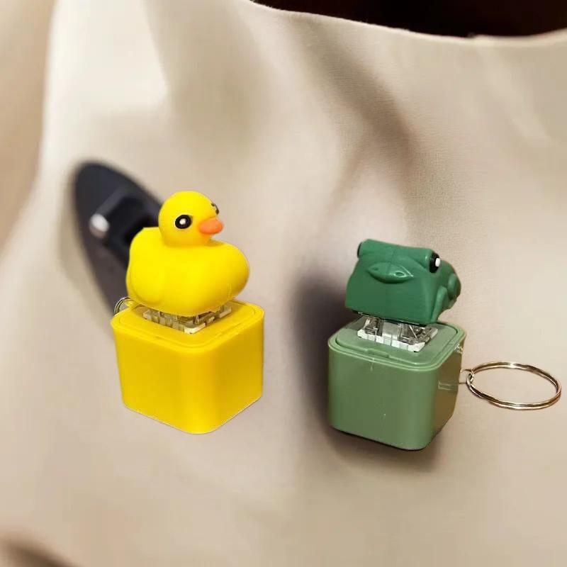 Funny Croaking Frog Duck Keychain Rechargeable Keyboard Fidget Clicker Sound Keyring With LED Light For Stress Relief