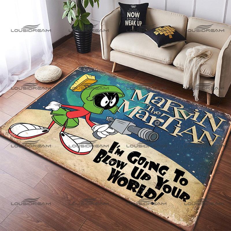 Funny Animated Character Carpet Square Flannel Marvin The Martian Rugs Modern Home Living Room Floor Mats Bedroom Carpet