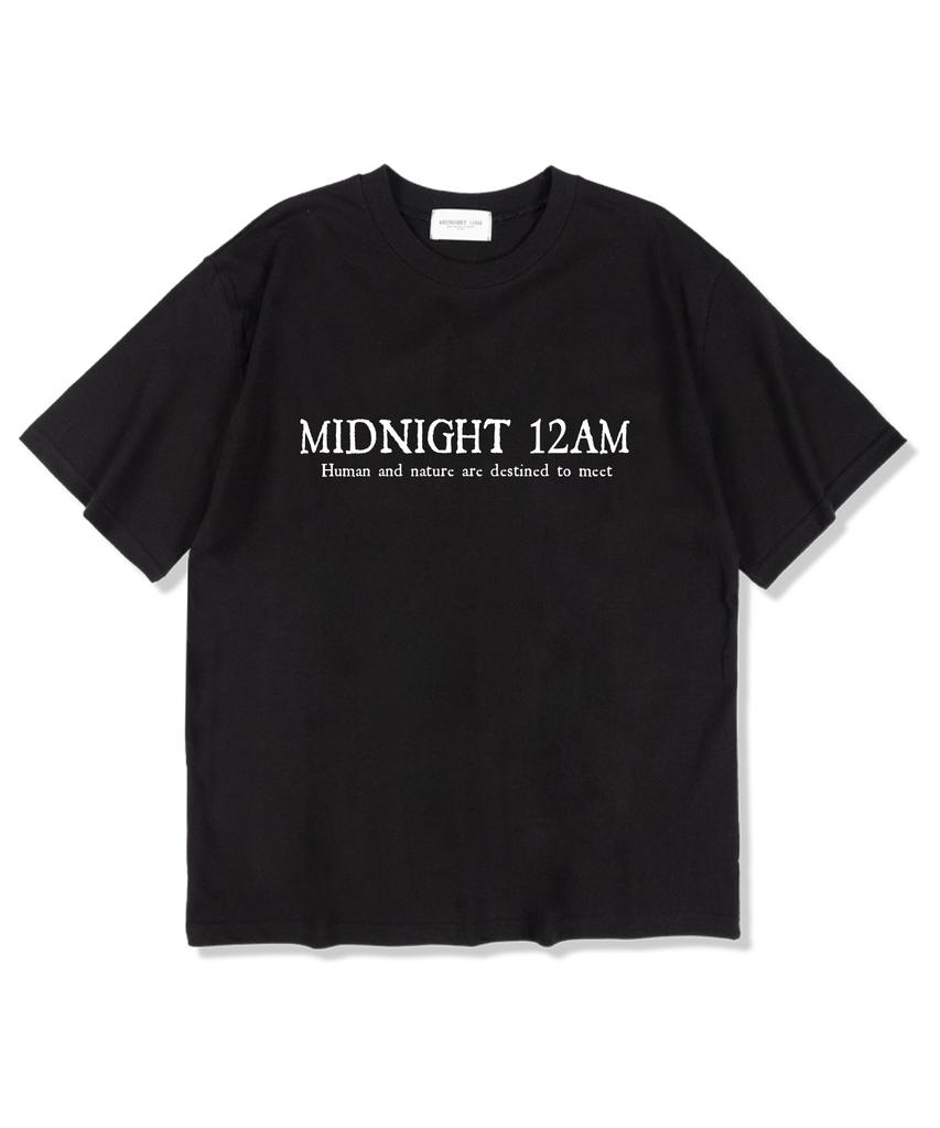 MIDNIGHT12AM Basic Logo Short Sleeve T-Shirt Black