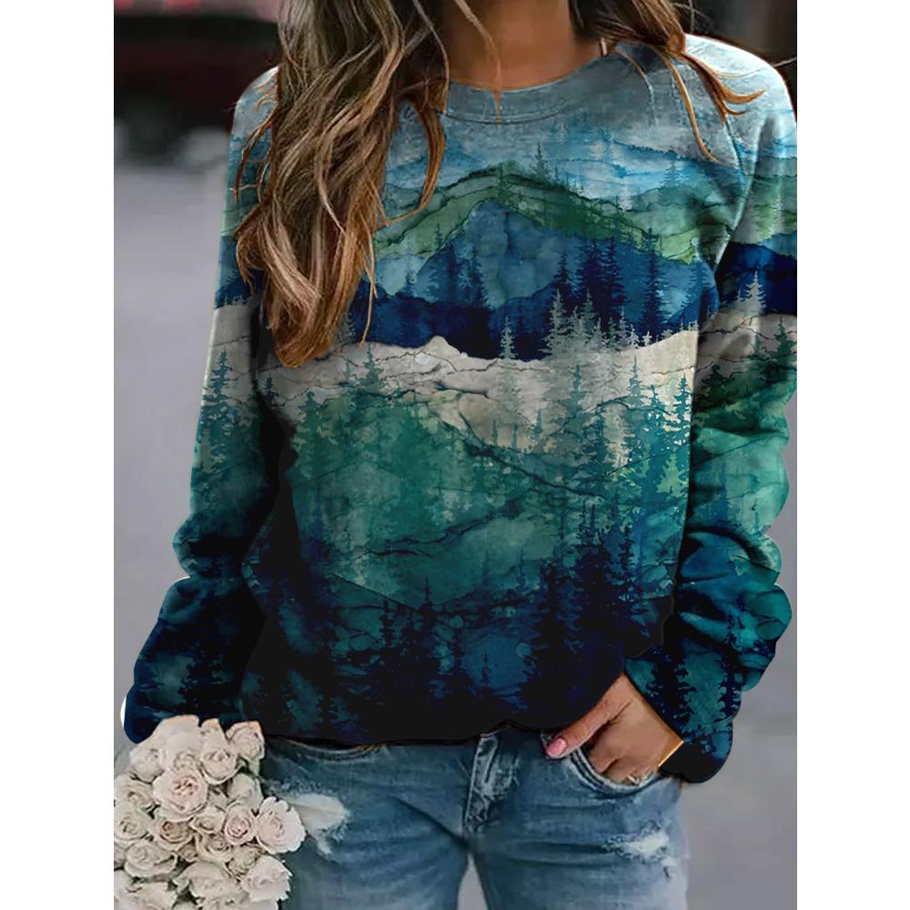 Natural Scenery Painting Floral 3D Printed Women Hoodies Streetwear Sweatshirts Oversized Pullover Tracksuits Girls Clothing