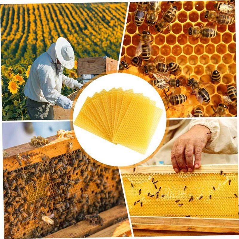 ABBP-Beeswax Sheets 120Pcs Beeswax Foundation Sheets Wax Foundation For Bee Frames Natural Honeycomb Sheets Beeswax Sheets