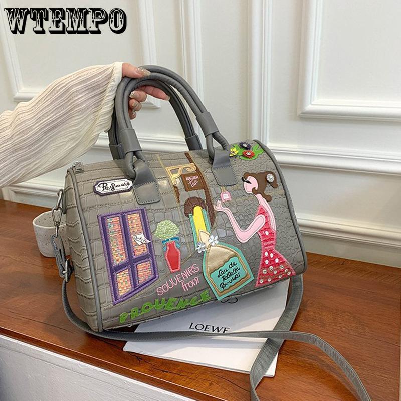 WTEMPO Kvinner stor håndveske skulderveske broderisett dekorasjonssømveske