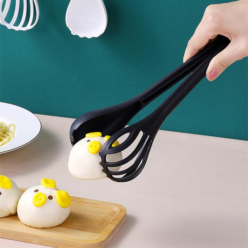 Removable Long-Handled Pasta Clips 3 in 1 Bread Food Tongs Egg Beater Cake Cream Mixer Kitchen Utensil