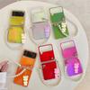 Für Samsung Galaxy Z Flip 4 5g Luxus Aurora Bunte Hülle mit Perlenkette Bär Anhänger Laser Gradient Bling Anti-Drop Cover