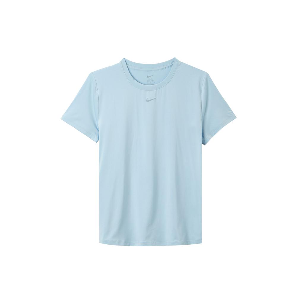Nike Solid Color Crew Neck Casual Short Sleeve T-Shirt Women Tops Light-Blue FN2799-440