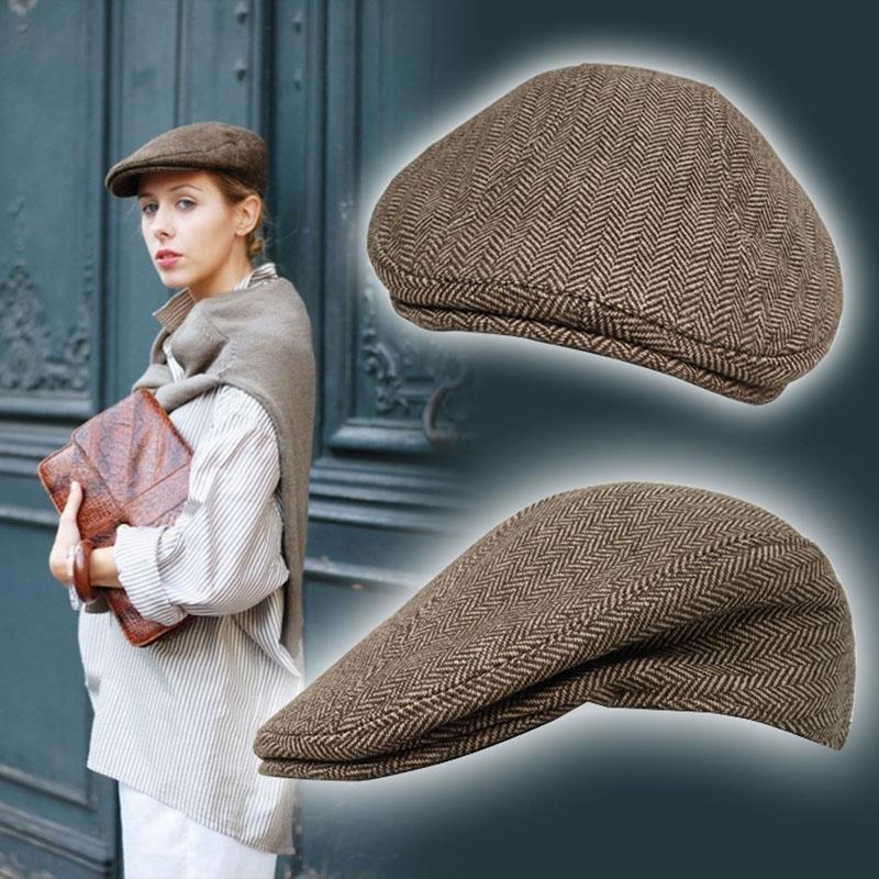 

Autumn Winter Men Hats Berets British Western Style Wool Advanced Flat Ivy Cap Women Classic Vintage Beret CapTommy Shelby BLM82 XL 60-62CM хакі