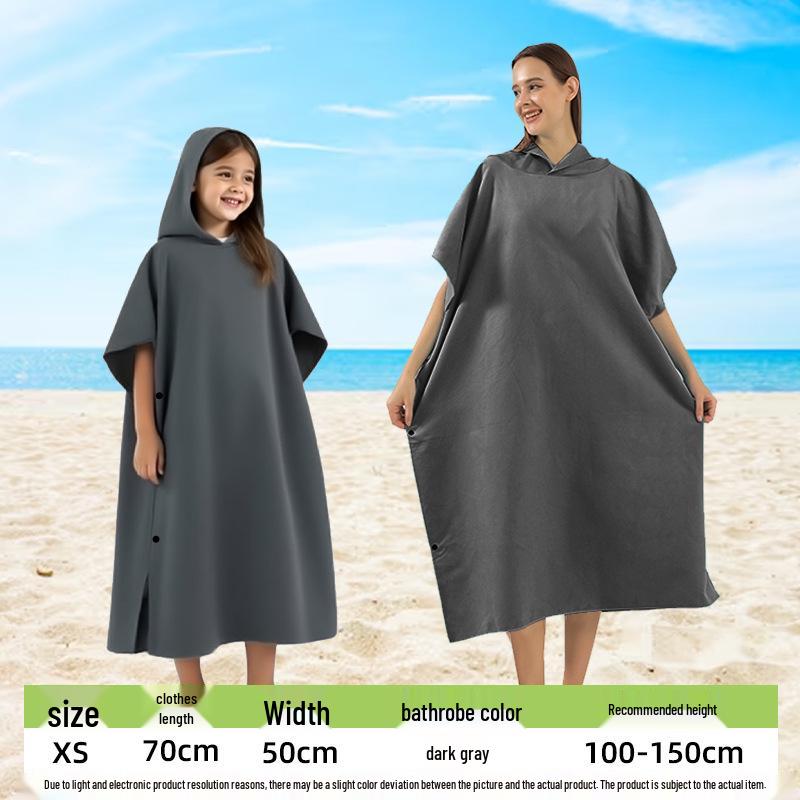 Ultrafine Fiber Hooded Beach Bathrobe and Portable Changing Towel