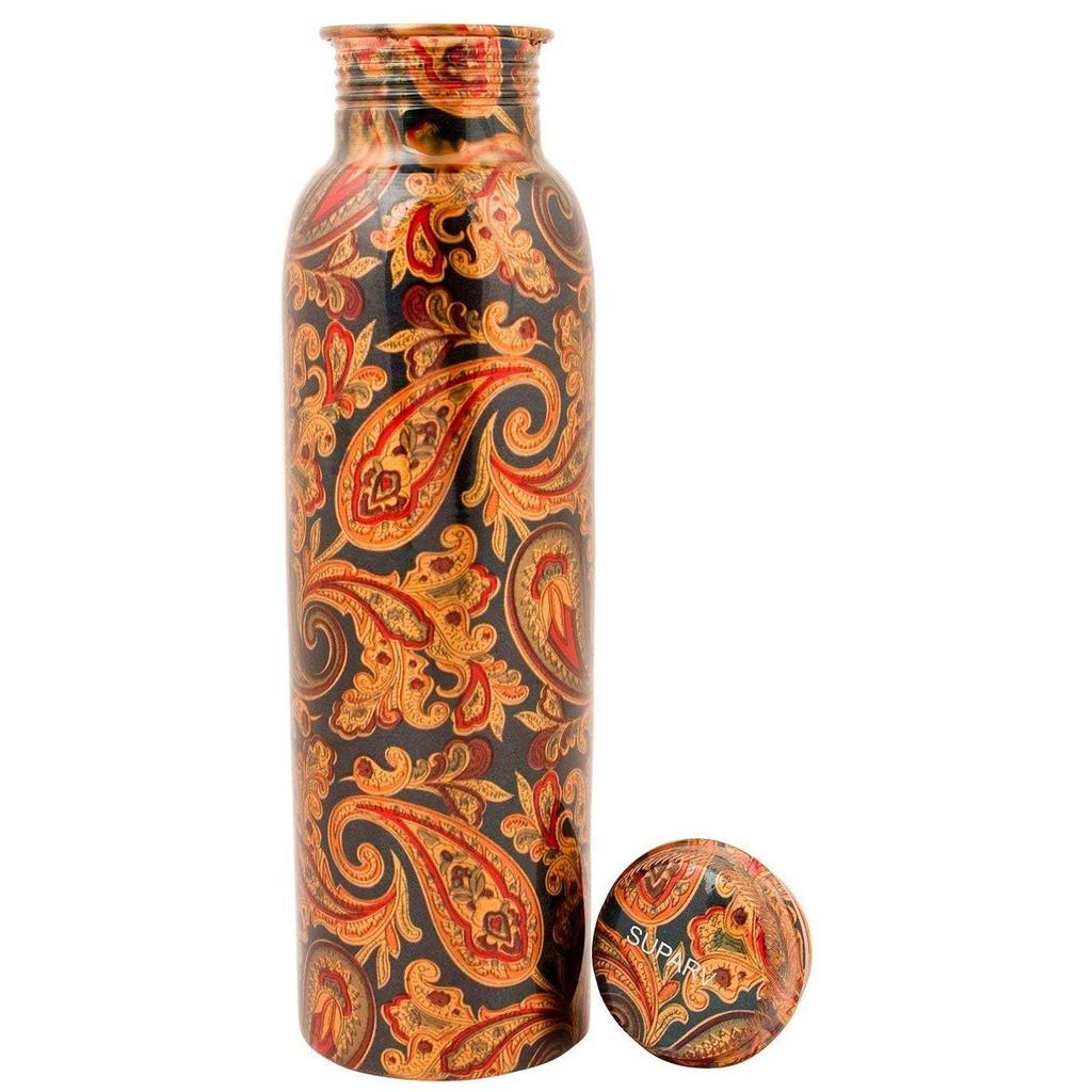 Copper Water Bottle with Ayurvedic Health Benefits and Doctor Suggested Digital Printed Copper Bottle Leak Proof, Jointless 1000ml