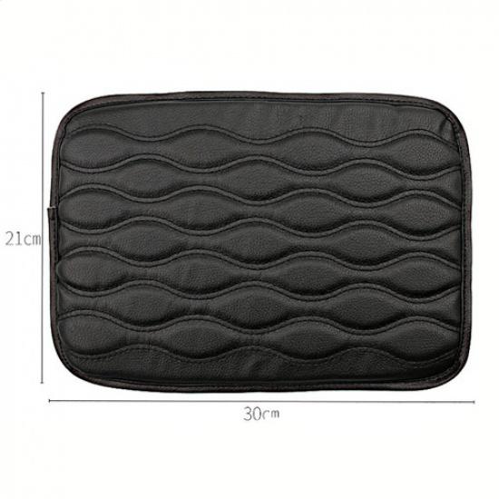 Black Car Center Console Box Armrest Cushion Cover PU Leather Pad Protector