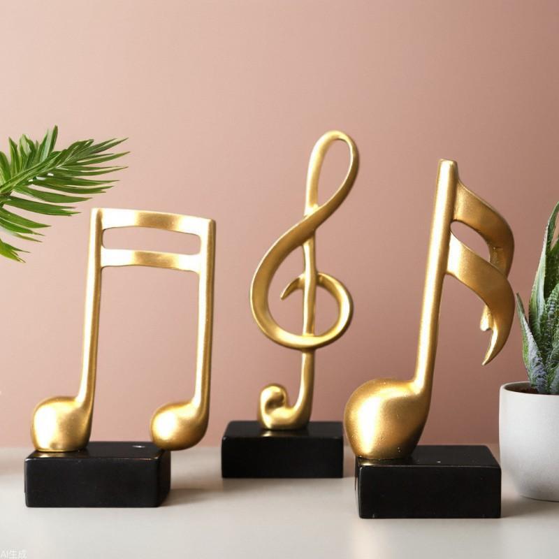 Gilded Minimalist Musical Staff Resin Ornament | Wine Cabinet/TV Console/Piano Top/Office Desktop