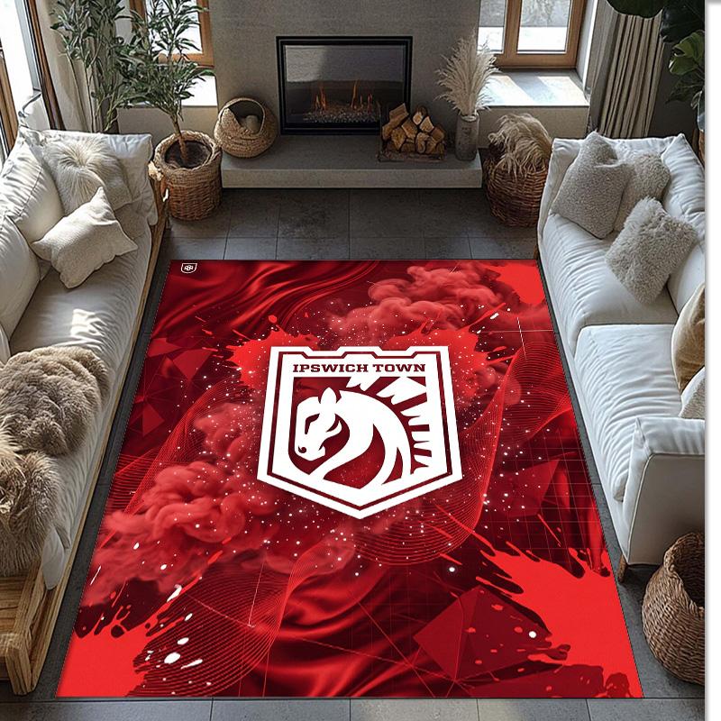 Tappeto in Velluto di Cristallo con Stampa Calcio Ipswich Town, Tappeto da Pavimento Interno Comodo Assorbente d'Acqua Antiscivolo
