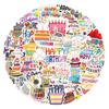 Cartoon Happy Birthday Doodle Stickers, Waterproof, for Refrigerator, Phone, and Computer - 55 Sheets