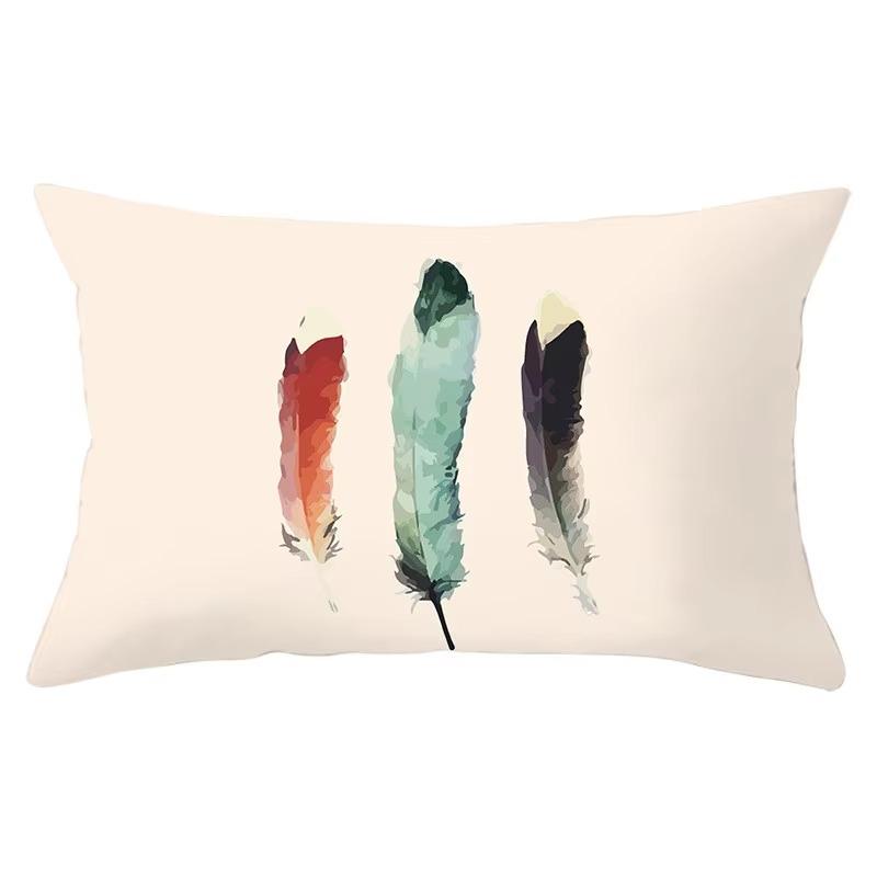 30X50cm Feather Pattern Printed Decorative Cushion Bedroom Living Room Backrest Home Rectangular Pillowcase