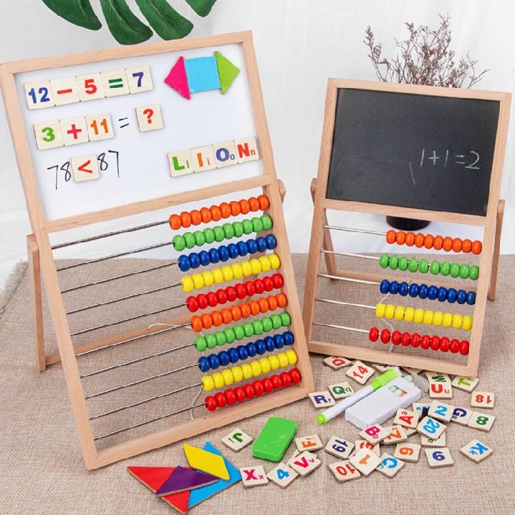 Educational Wooden Abacus Counting Toy Double Sided Magnetic Writing Drawing Board Abacus Math Learning Toy for Kids