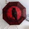 Rune Raven  pattern, automatic folding umbrella, portable and foldable design, 8 ribs, a Christmas or birthday gift.
