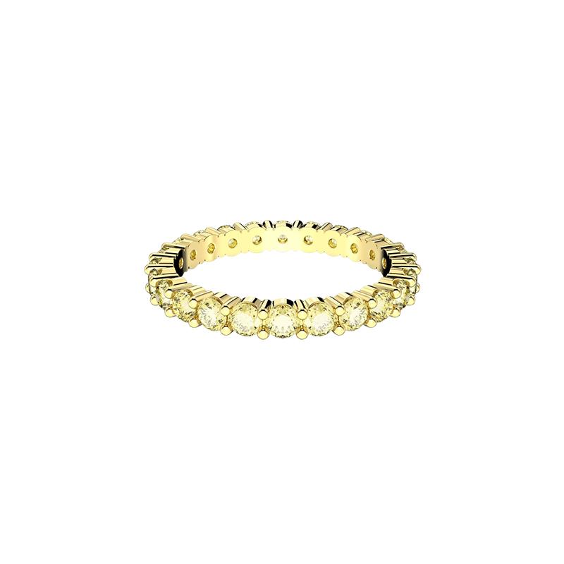 Swarovski Matrix round cut crystal ring for women gold 58