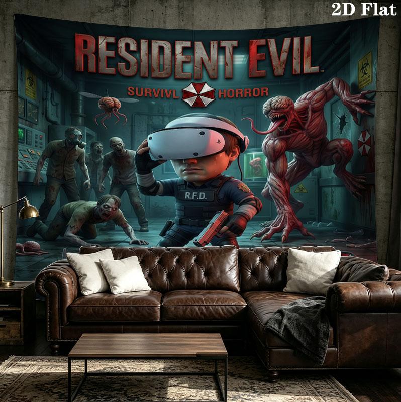 Resident Evil Wall Tapestry Aesthetic Wall Hanging Printed Fabric Blanket Decorative Tapestries For Bedroom Living Room Home Decor