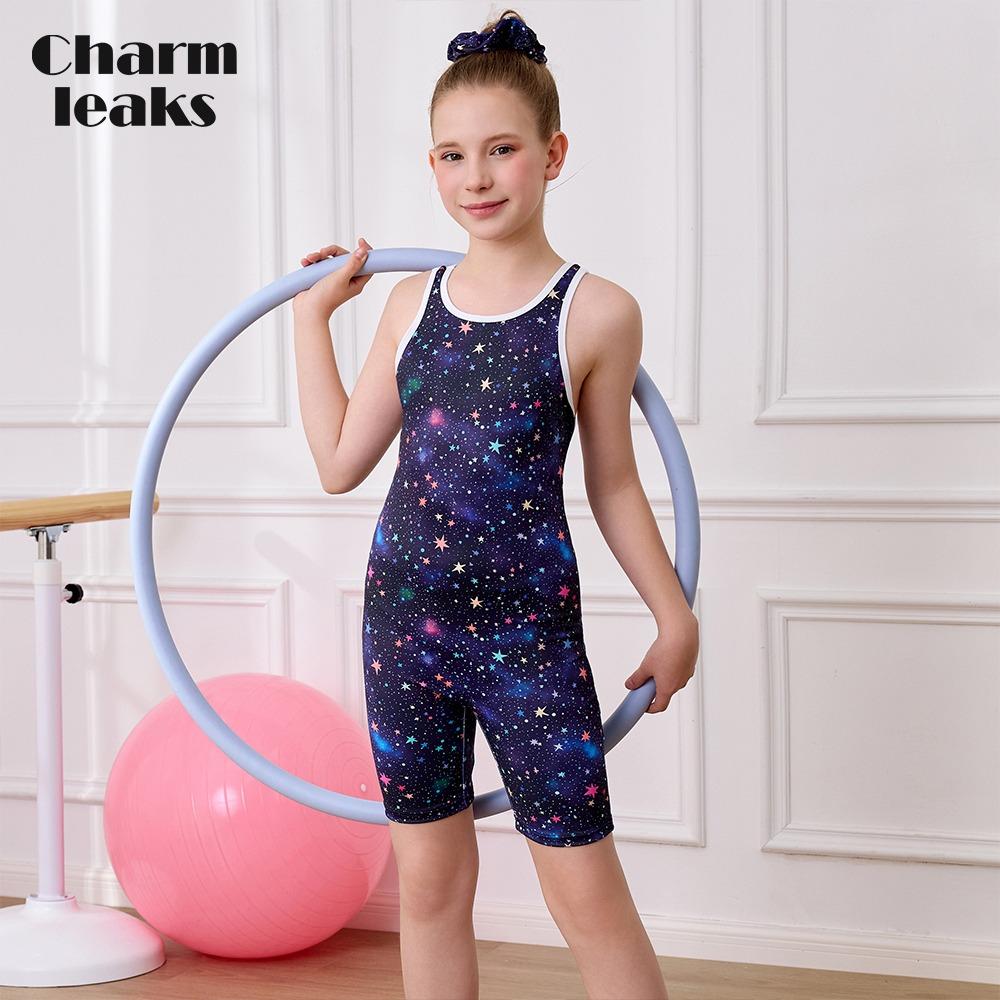 CHARMLEAKS Gymnastics Leotards for Girls Dance Unitard Biketards Racerback Tumbling Outfits with Scrunchie
