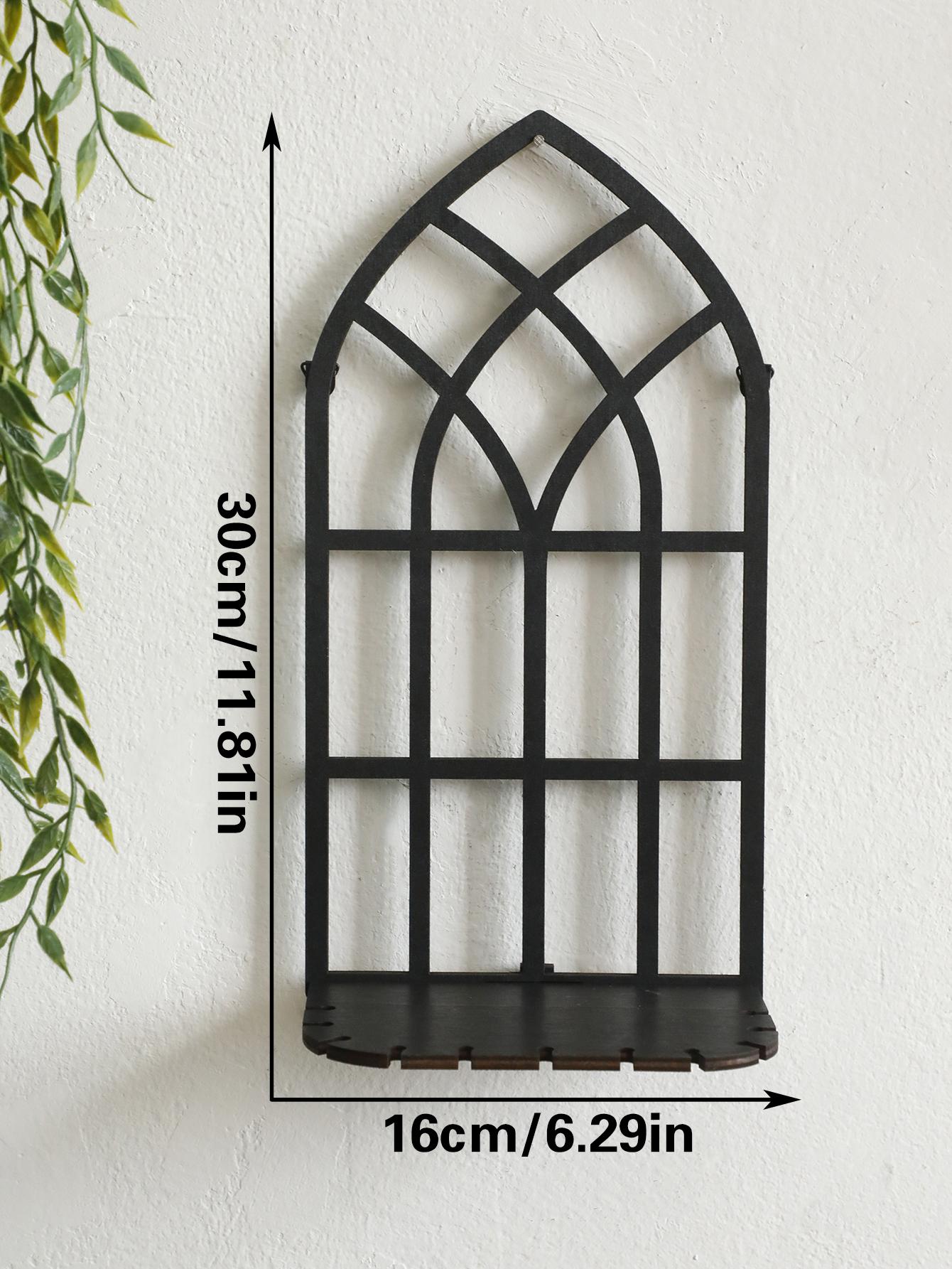 

Gothic Wooden Hollow Wall Decoration Black Wall Hanging Home Decor Floating Shelves Vintage Door Frame Rustic Spooky Decorative
